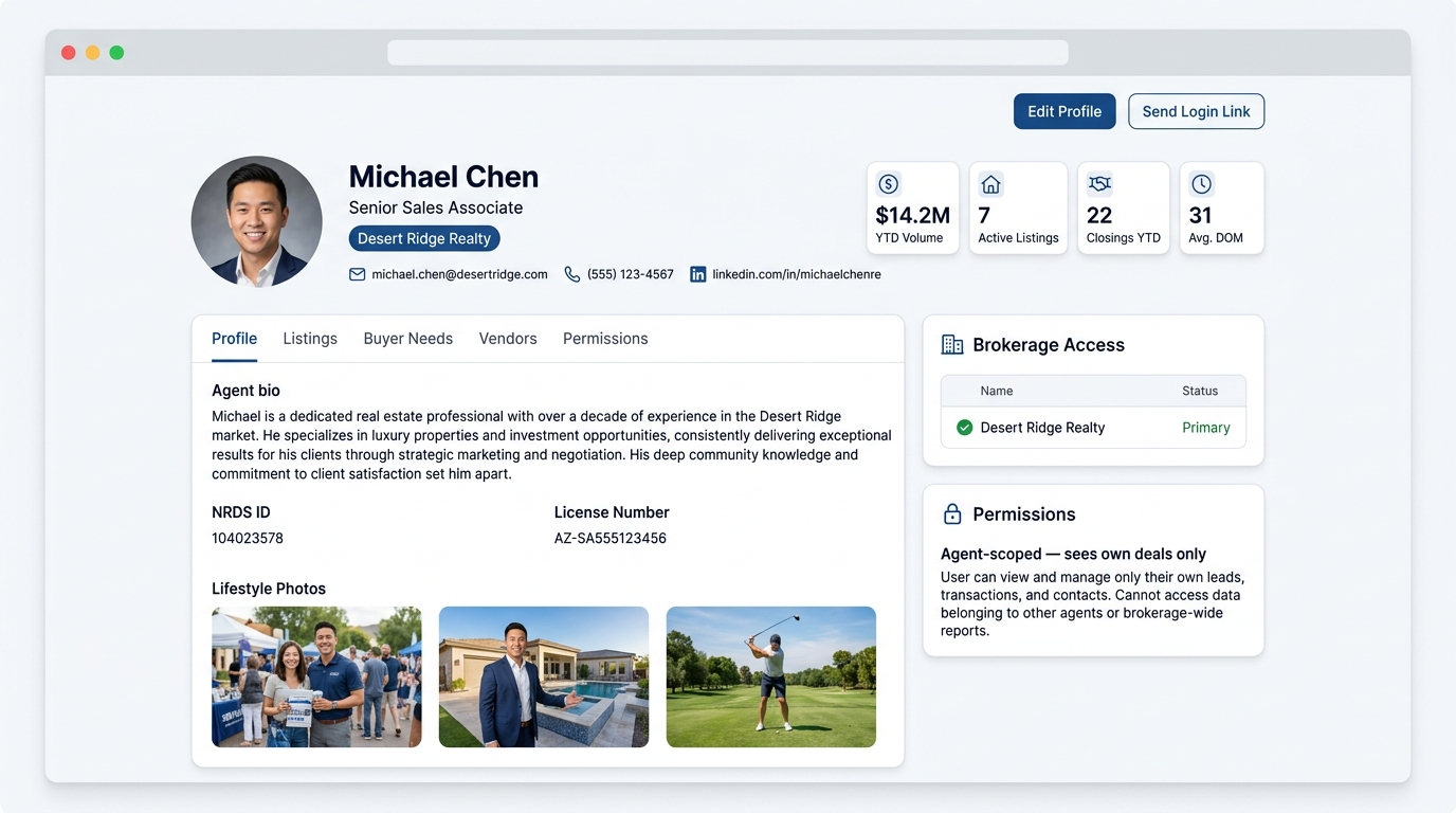 Agent profiles interface