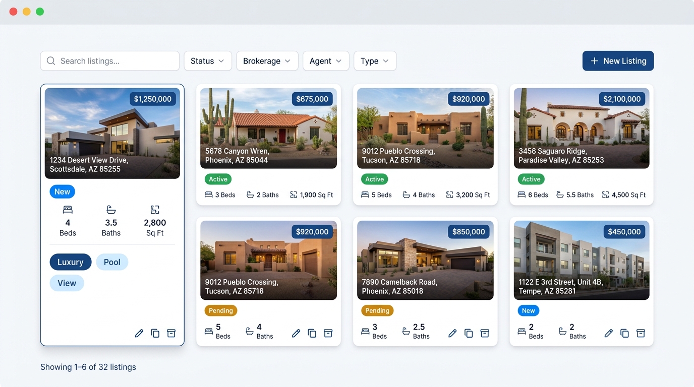 Listings interface