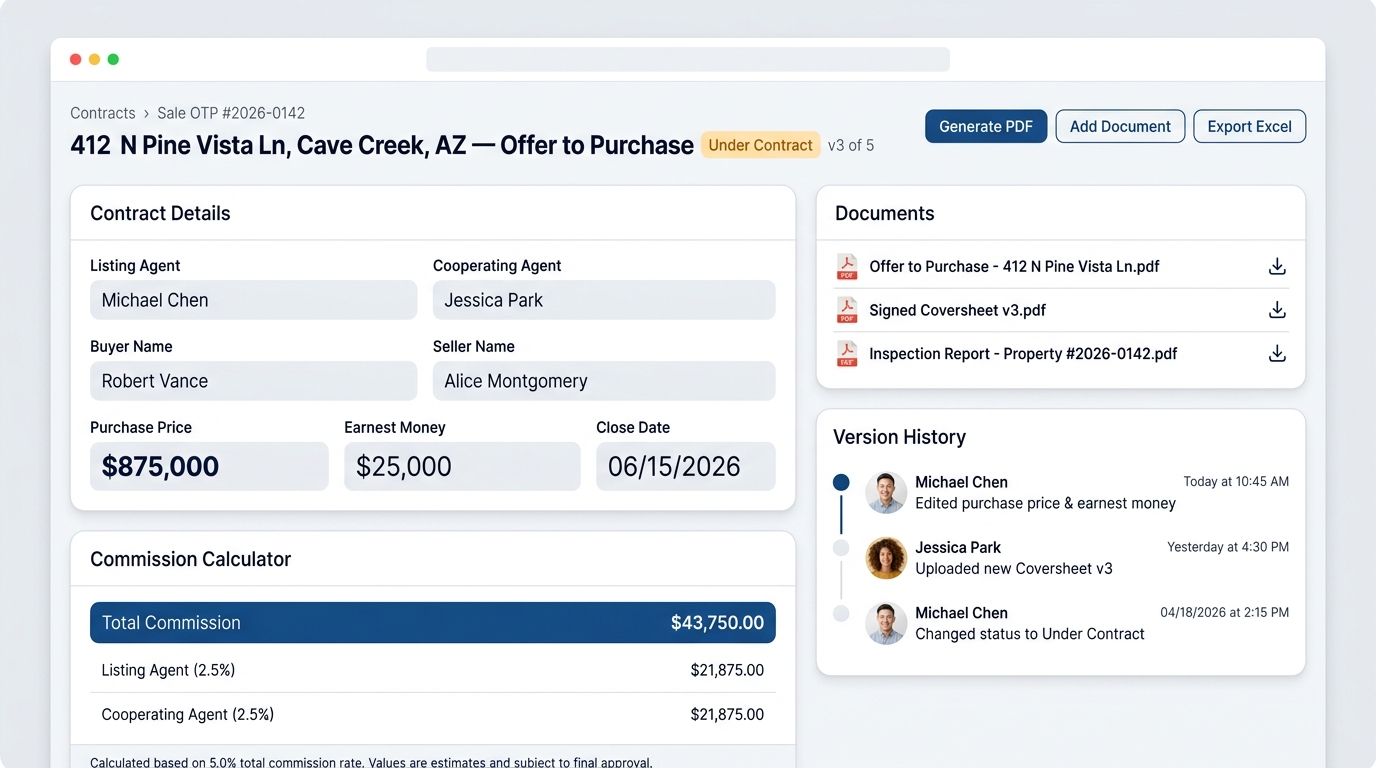Transactions interface