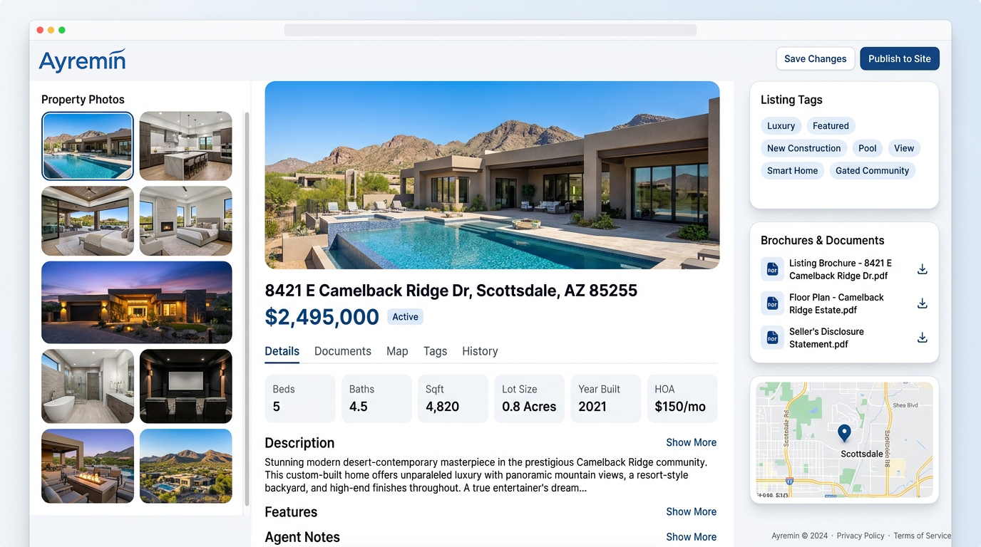 Listing management screenshot